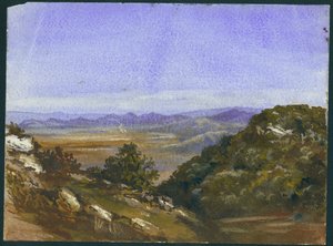 A Mahrakah és kilátás a síkságra Jezréelre, 1872 (wc és ceruza papíron)